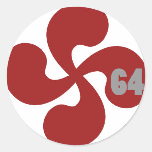 Red Basque Cross 64 Lauburu Classic Round Sticker