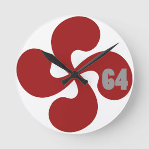 Red Basque crosses 64 Lauburu Round Clock