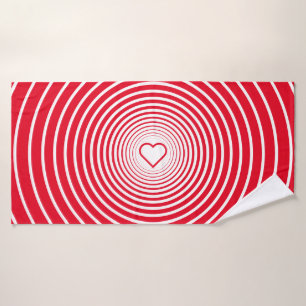 Red Bath Towel with Heart - Custom Colours