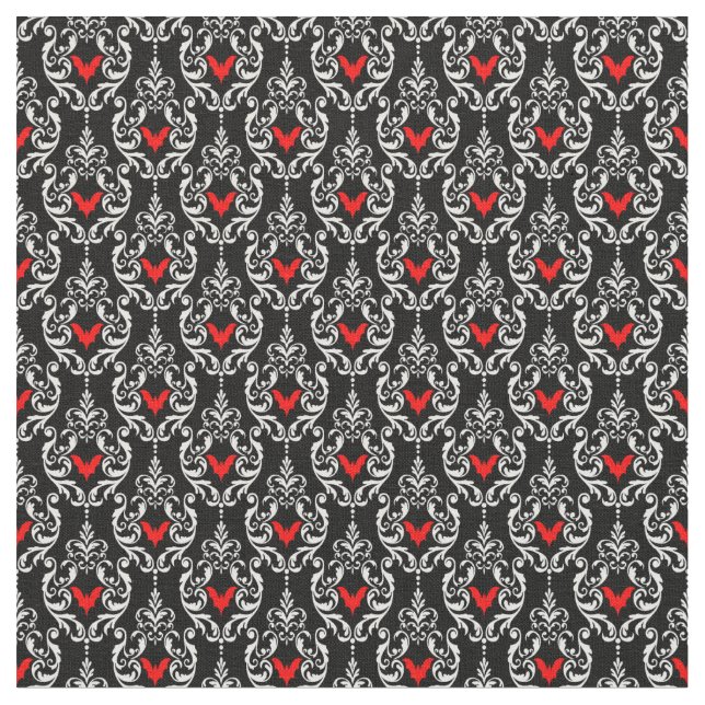 Red Bats  Fabric (Close Up)