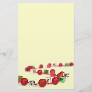 Red Bauble and Present Curve Christmas Stationary Stationery