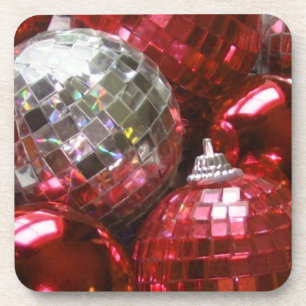 Red Baubles cork back coaster