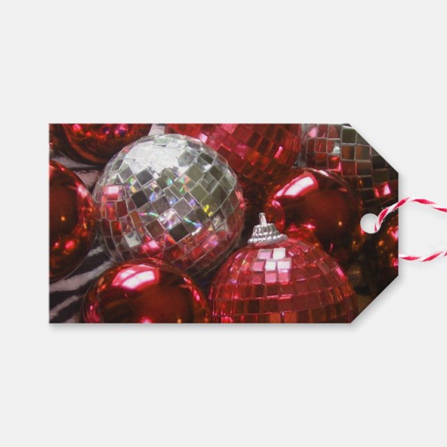 Red Baubles gift tags (Front (Horizontal))