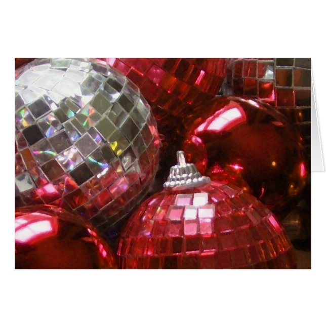 Red Baubles greetings card (Front Horizontal)