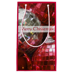 Red Baubles Joyeux sac cadeau de Noël petit