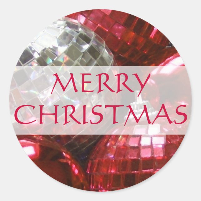 Red Baubles 'Merry Christmas' sticker (Front)