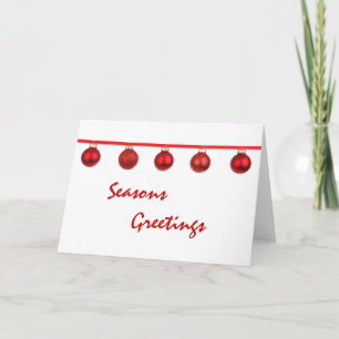 Red Baubles on Ribbon Christmas Card