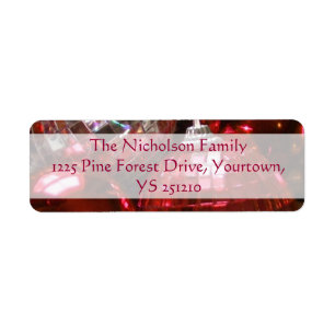 Red Baubles return address label red text