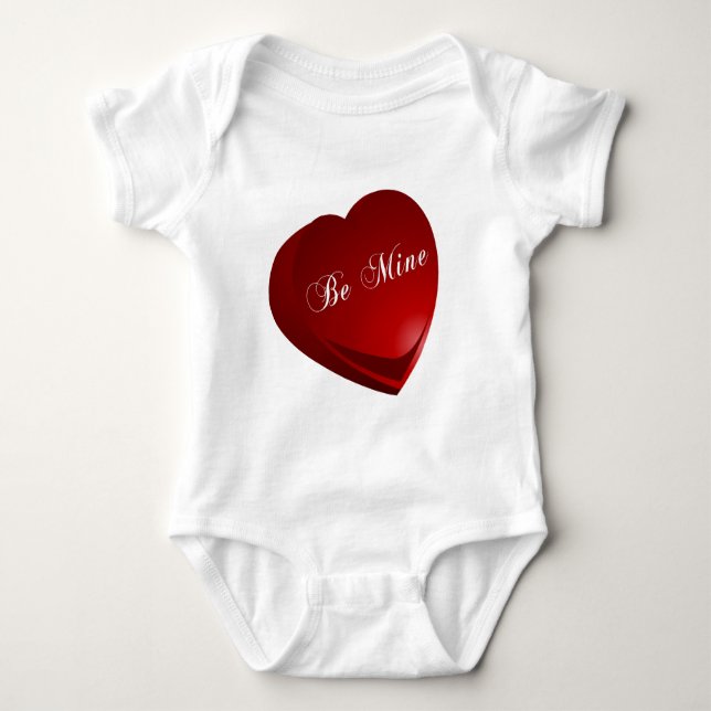 Red Be Mine Heart Baby Bodysuit (Front)