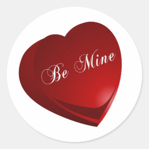 Red Be Mine Heart Classic Round Sticker