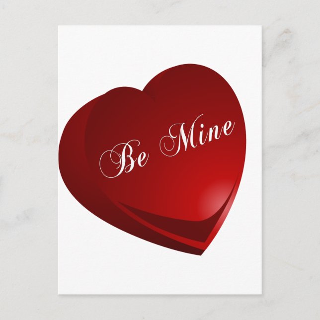 Red Be Mine Heart Postcard (Front)