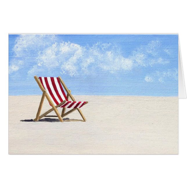 Red Beach chair painting, feel better card (Front Horizontal)