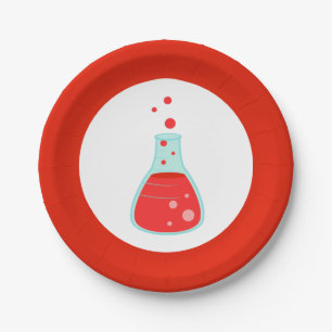 Red Beaker Science Party Paper Plate