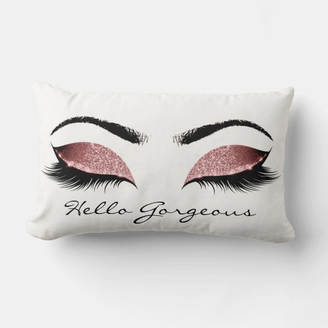 Red Bean Rose Makeup Lashes Hello Gorgeous Lumbar Pillow (Front)