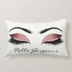 Red Bean Rose Makeup Lashes Hello Gorgeous Lumbar Pillow