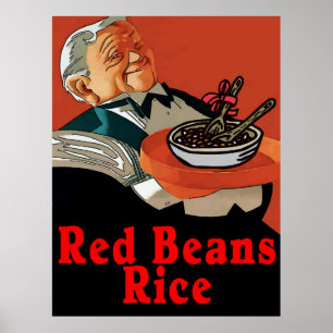 Red Beans & Rice,vintage waiter Poster