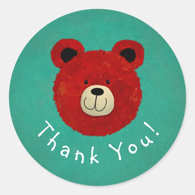 Red Bear Classic Round Sticker (Front)
