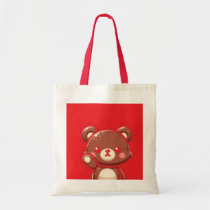 Red Bear Tote Bag – Cute & Simple Canvas Bag