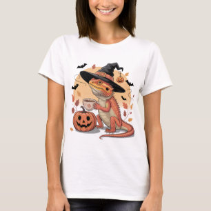 Red Bearded Dragon Halloween Witch Art T-Shirt