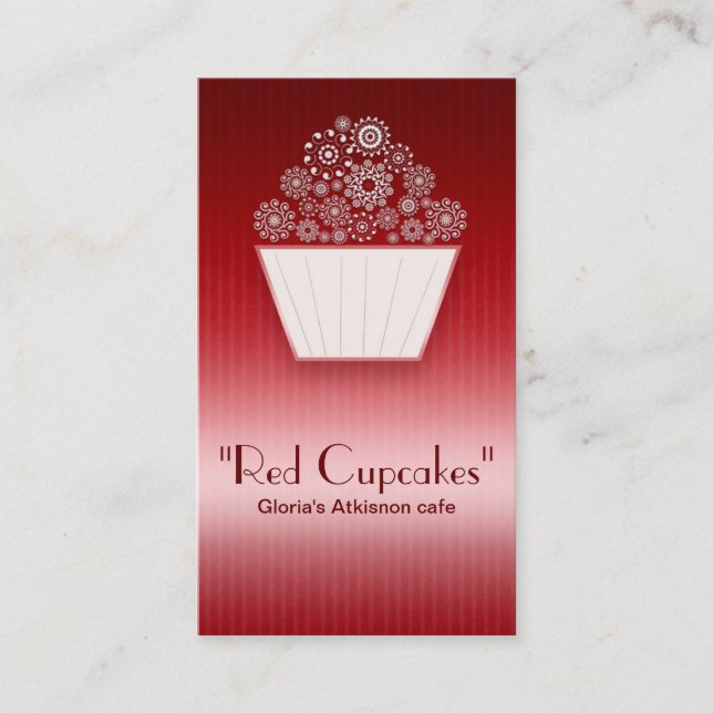 red beautiful cupcake business card (Front)