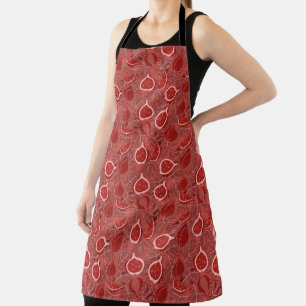Red beautiful fig fruit pattern apron
