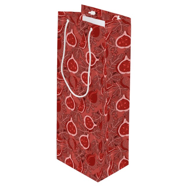 Red beautiful fig fruit pattern wine gift bag (Front Angled)