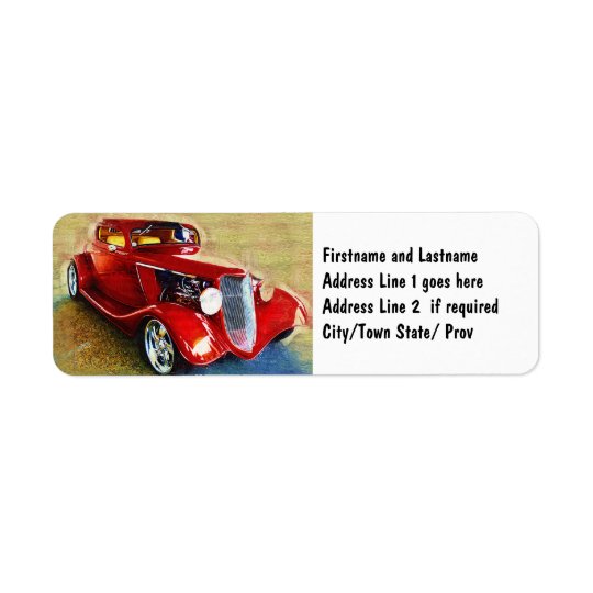 Red Beauty - Classic Collector's Car Return Address Label