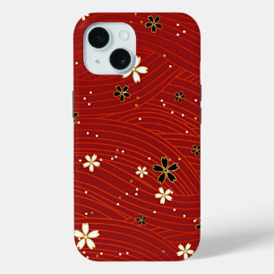 Red Beauty, decorative floral design, iPhone 15 Case