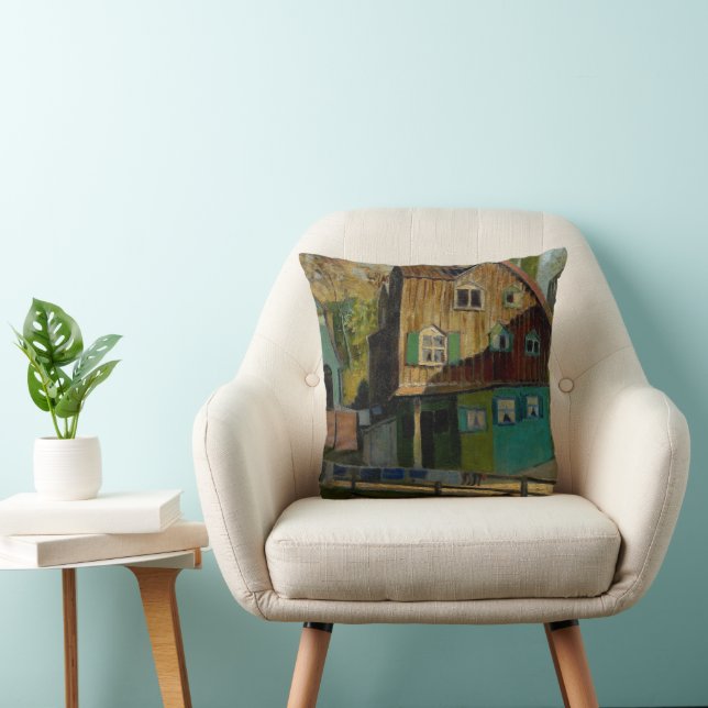Red Bedding by Grant Wood Throw Pillow (Chair)