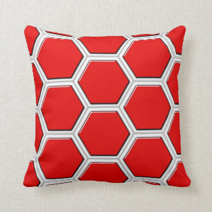 Red Beehive Pattern Throw Pillow