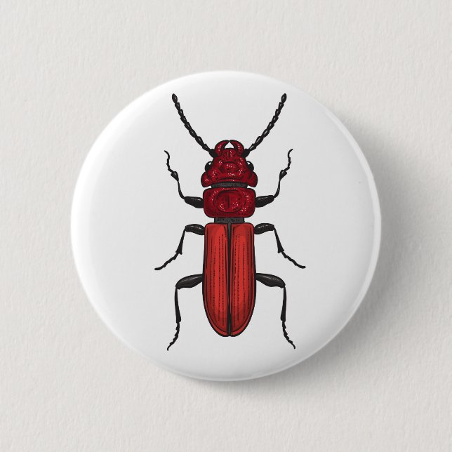 Red beetle 2 inch round button (Front)