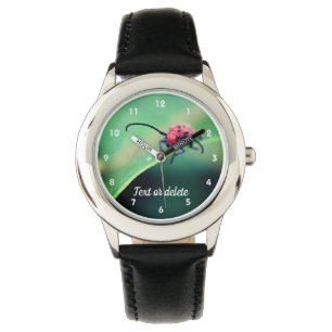 Red Beetle Insect Close Up Personalized  Watch