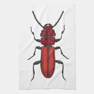 Red beetle kitchen towel
