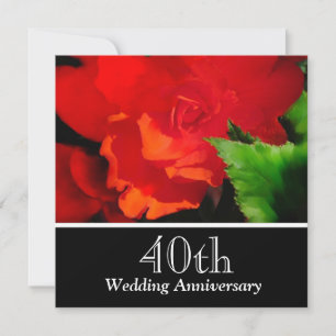 Red Begonia Wedding Anniversary Invitation
