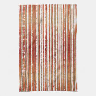 Red, Beige, and White Striped Pattern Kitchen Towel