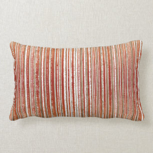 Red, Beige, and White Striped Pattern Lumbar Pillow