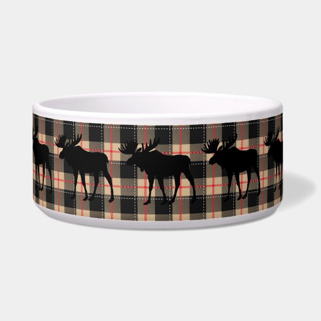 Red Beige Buffalo Plaid Bull Moose Animal Dog (Front)