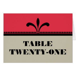 Red/Beige Fancy Art Deco Table Number Card