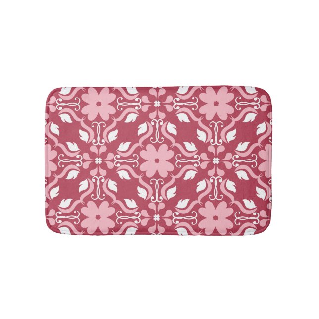 Red, beige floral, seamless wallpaper pattern. bath mat (Front)
