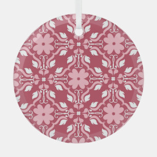 Red, beige floral, seamless wallpaper pattern. glass ornament
