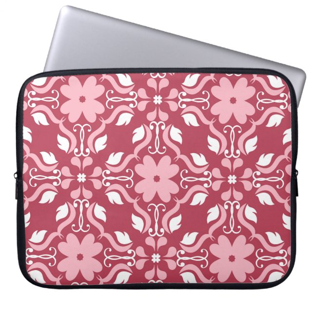 Red, beige floral, seamless wallpaper pattern. laptop sleeve (Front)
