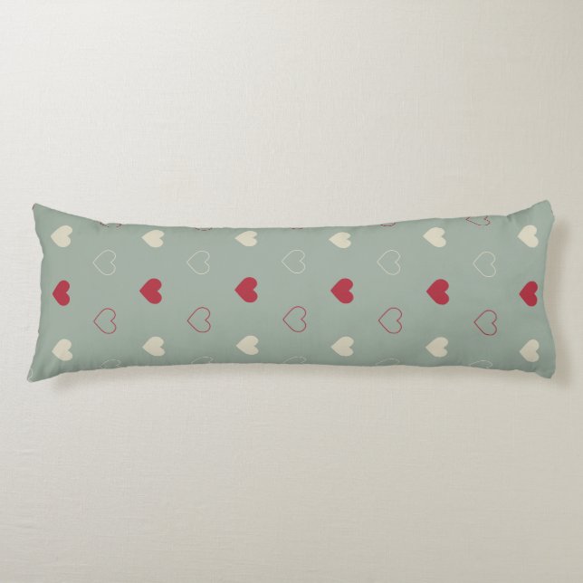 Red & Beige Heart Pattern Wallpaper Body Pillow (Front)