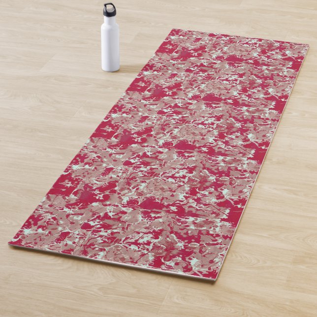 Red + Beige Marble Yoga Mat (In Situ)