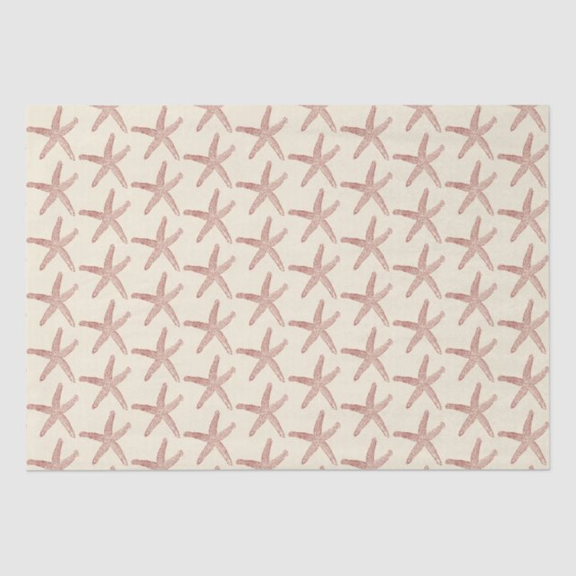 Red Beige Marine Life Starfish Pattern Tissue Paper (Front)