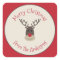 Red Beige Merry Christmas Sticker with Rudolph