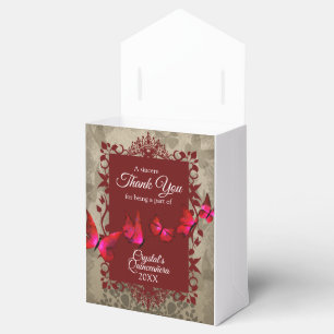 Red, Beige Sparkly 15 Quinceanera Favour Box
