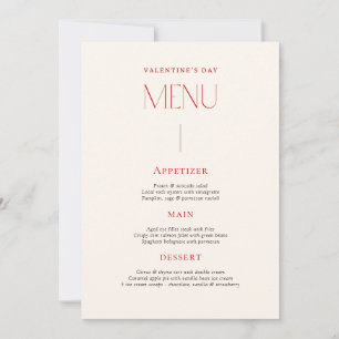 Red Beige Vintage Valentine's Day Menu Card