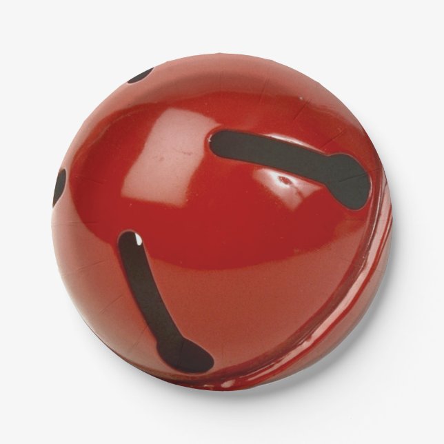 Red Bell Christmas Tree Decoration Party Holiday Paper Plate (Front)