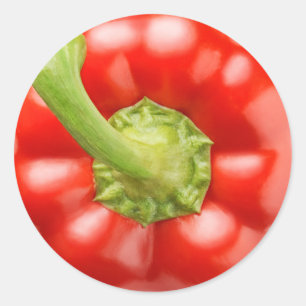 Red bell pepper macro classic round sticker