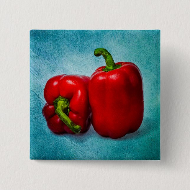 Red Bell Peppers 2 Inch Square Button (Front)